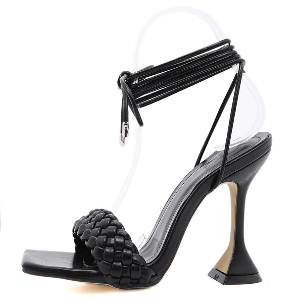 BRAIDED ROMAN STRAP HIGH HEELS