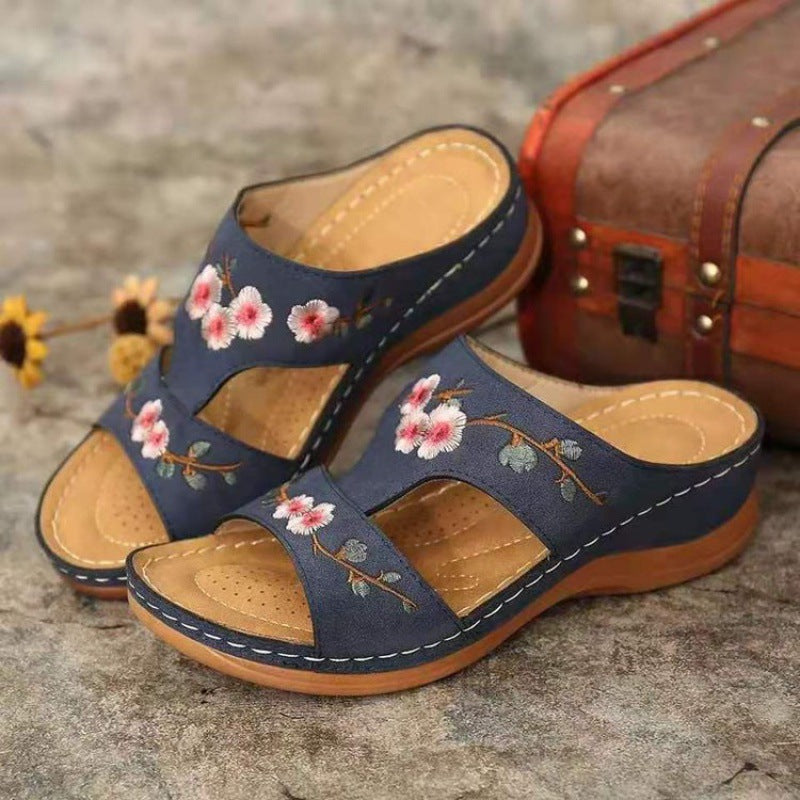 Flower Embroidered Sandals
