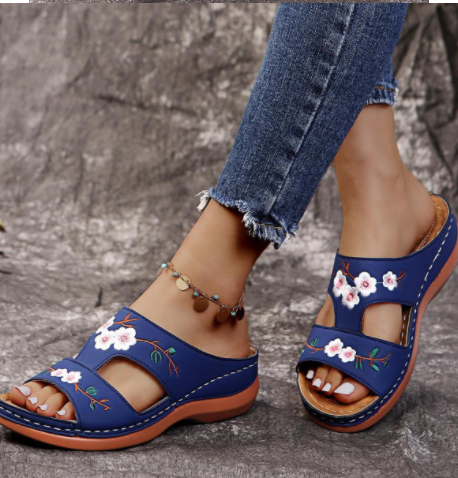 Flower Embroidered Sandals