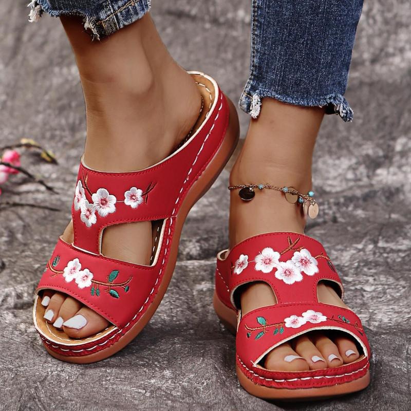 Flower Embroidered Sandals